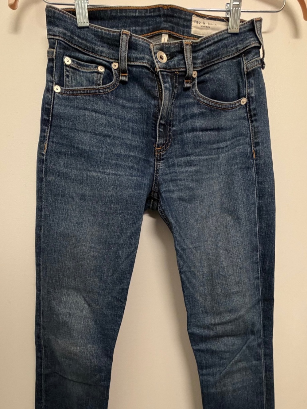 rag & bone Cate Mid Rise Ankle Skinny Jeans Marigold Wash Sz 24 Designer